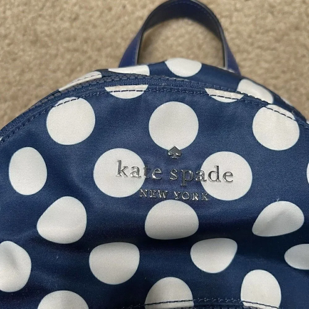 Kate Spade Polka Dot Karissa Nylon Seaside Medium Backpack Blue 3-Compartment